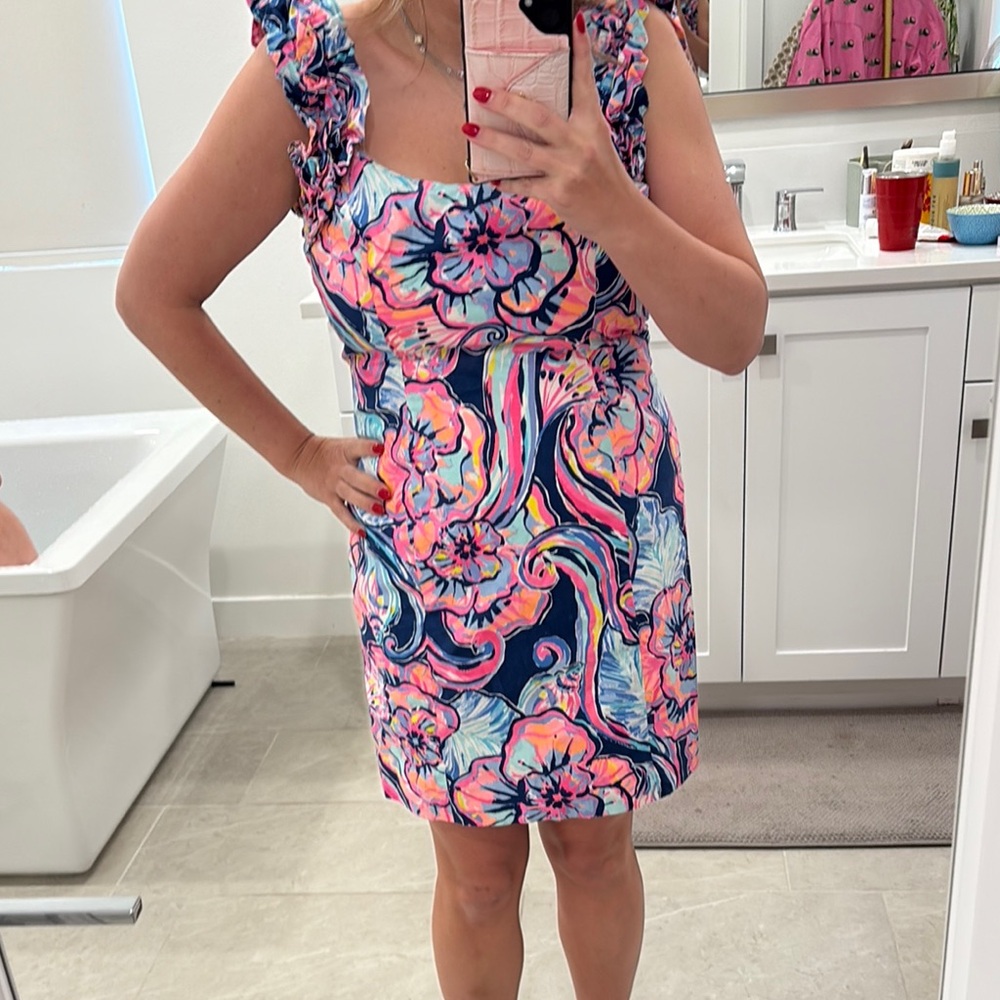 Lilly Pulitzer Floral Sleeveless Dress - Pink and Blue